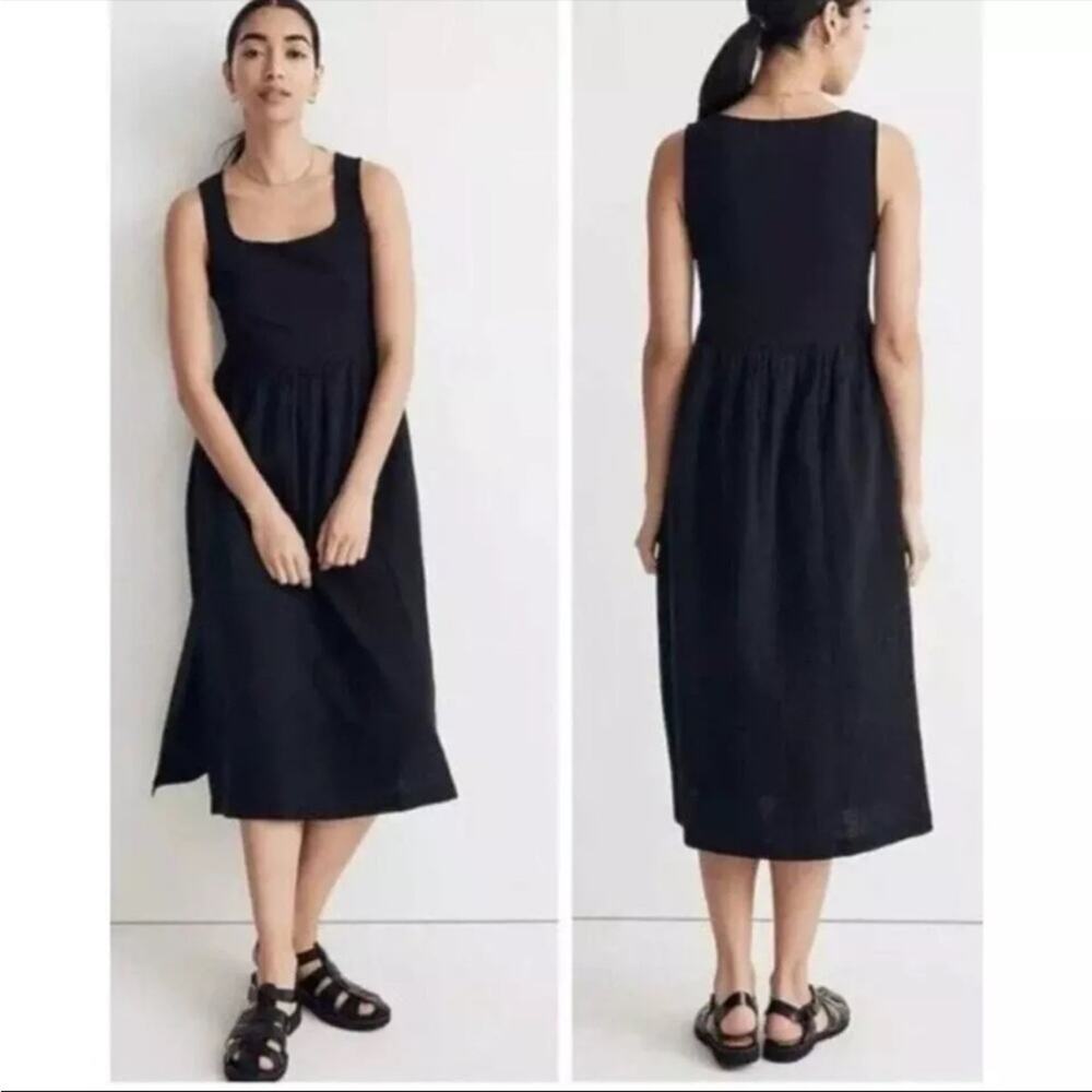 Madewell black knit tank midi‎ dress cotton gauze sz XS